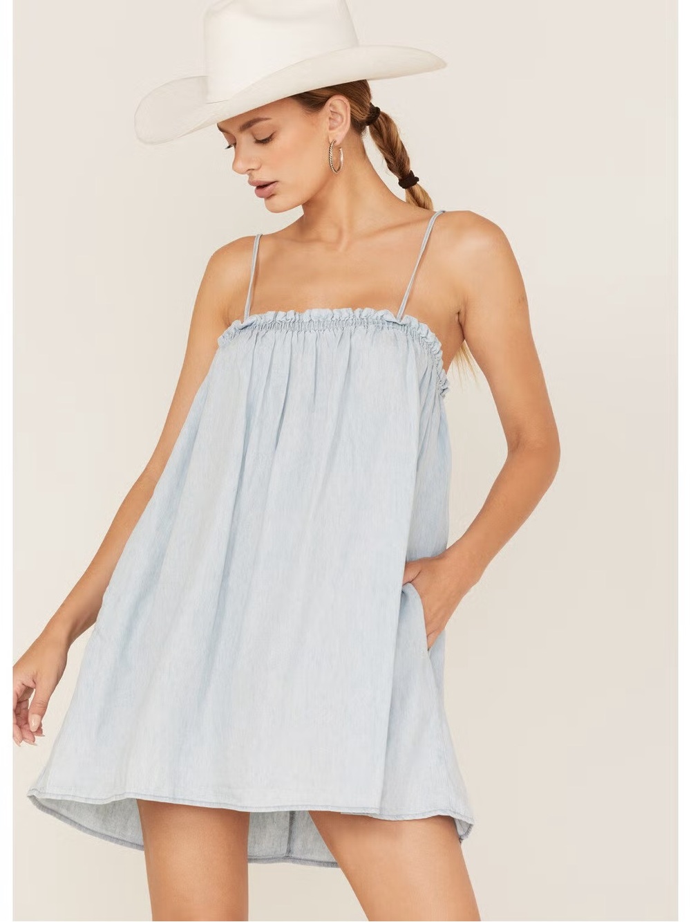 Show Me Your MuMu Light Blue Smocked Mini Sundress